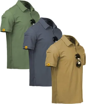 SCODI 3 Pack Mens Polo Shirts Short Sleeve Tactical Shirts Performance Athletic Moisture Wicking Golf Shirt for Men