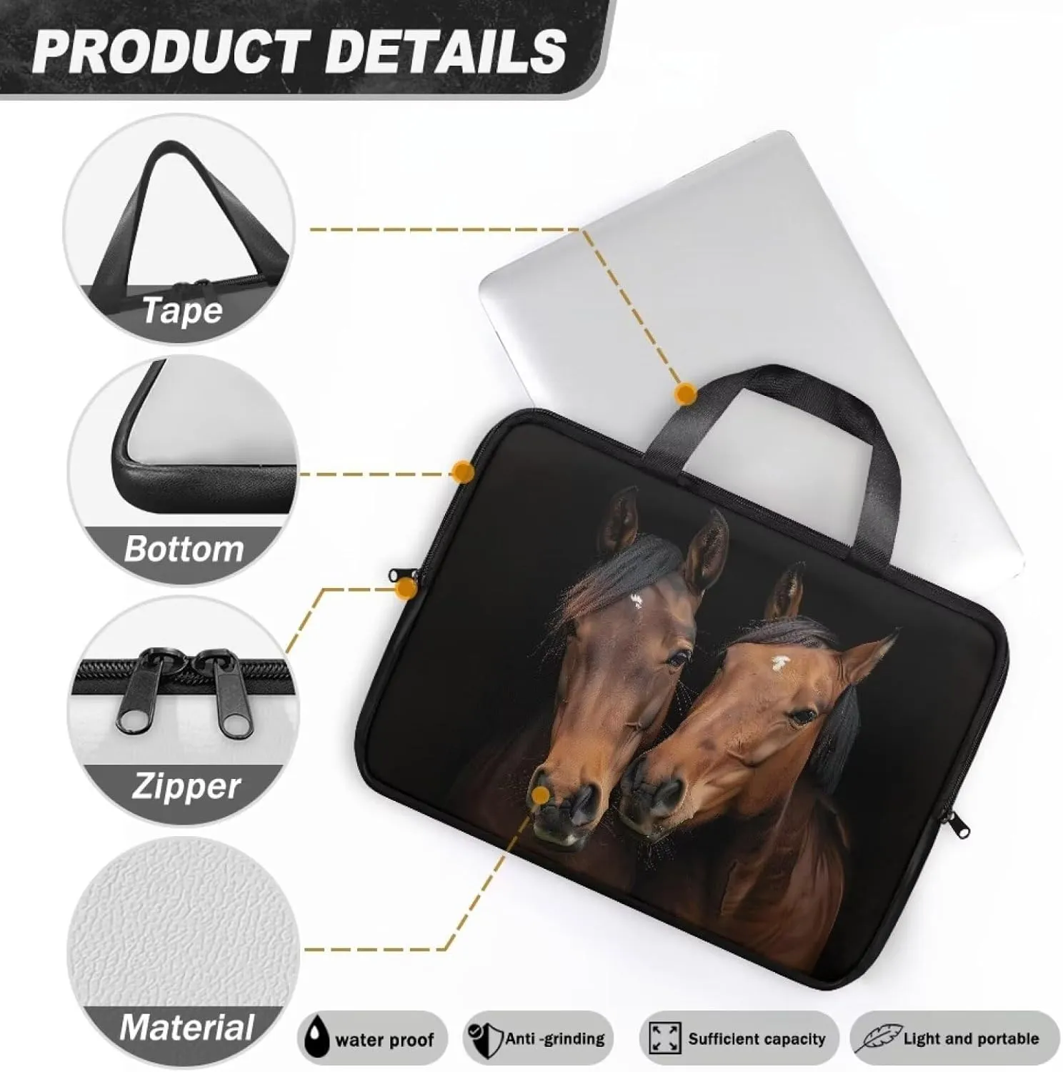 SEANATIVE Waterproof Computer Bag with Zipper Laptop Bag Tablet Shoulder Bag Computer Accessories Briefcase Handbag