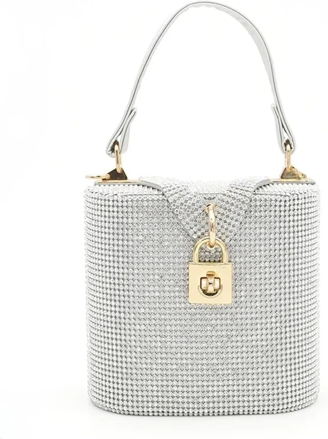 Simple Exquisite Gold Heels Metallic Drill Chain Decoration Bucket Bag Fashion Banquet Shoes and Bag Party Office
