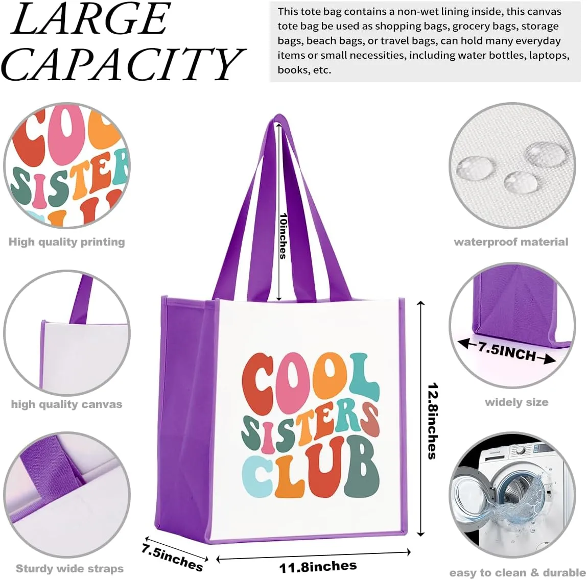 Sisters Tote Bag - Sister Gifts for Graduation, Christmas, Birthday