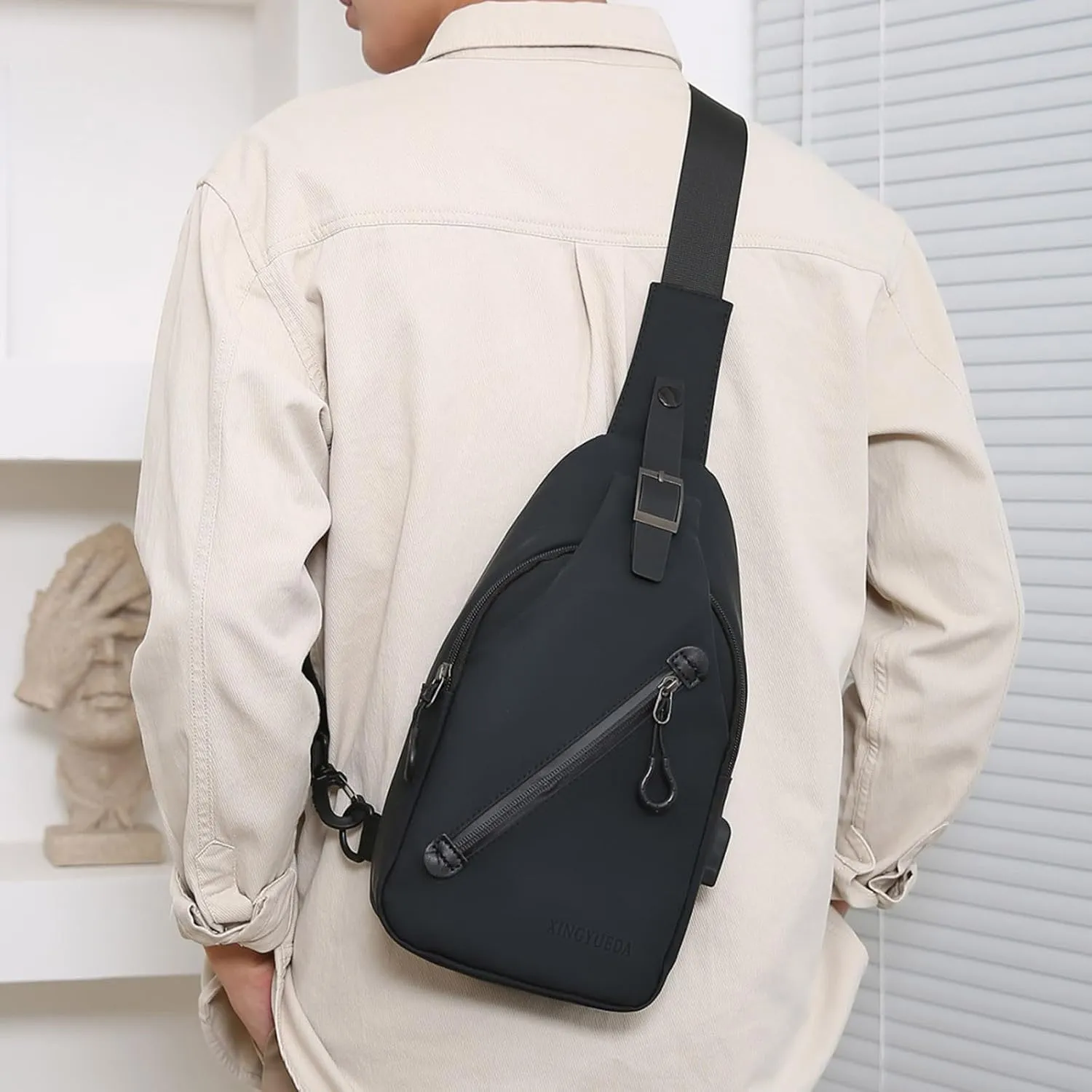 Small Backpack Purses for Women Chest Bags Daypack Crossbody for Travel Sport Running Hiking Foldable Backpack(Black)