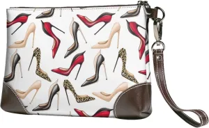 Small Clutch Purses for Women - high-heeled shoes cute print Leather Wristlet Wallets for Women with Wrist Strap