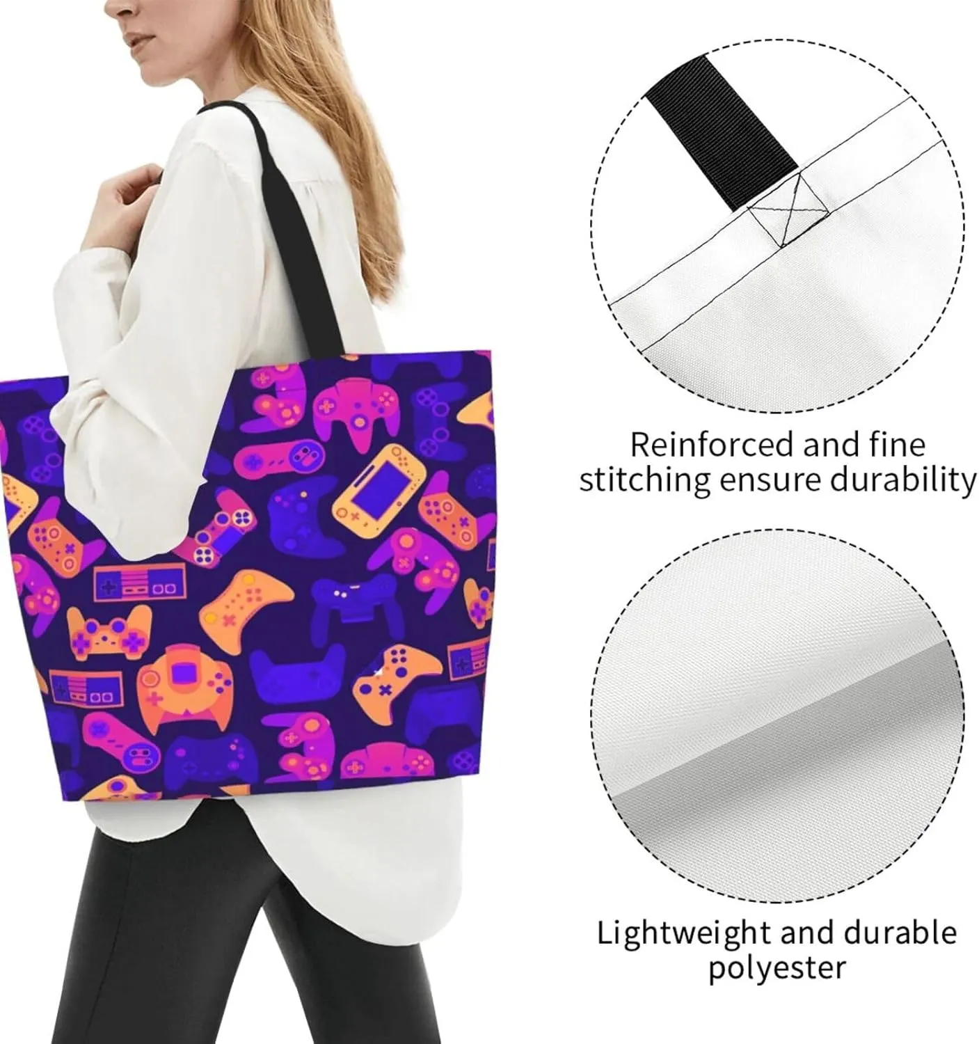 Snowflakes Christmas Gingerbread Man Women's Tote Bag Large Capacity Single Shoulder Bags Handbag for Shopping Work