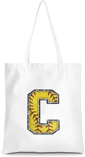 Softball Gifts Initial Tote Bag Reusable Grocery Bags Personalized Beach Bag Wedding Monogrammed Gifts for Women