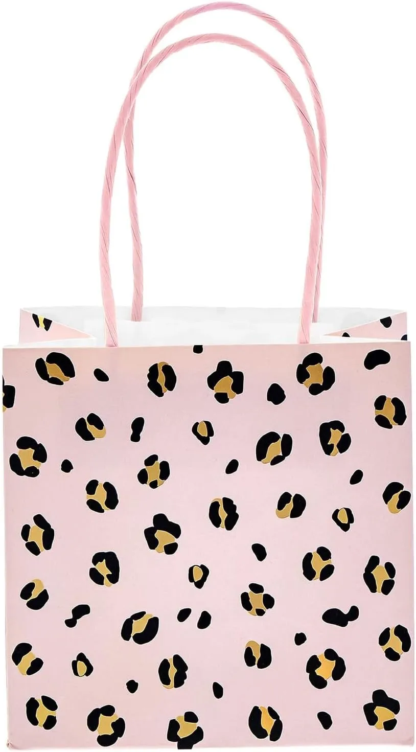 Sparkle and Bash 12 Pack Small Gift Bags with Handles for Candles, Mini Party Favors for Valentines, Bridal Shower, Baby Shower, Mothers Day, 3 Assorted Pink Designs (5x5x3 In Mini Gift Bags)