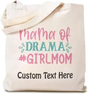 Speedy Pros Canvas Tote Bag for Women Mama of Drama #Girl Mom Mother Beach Bags for Women