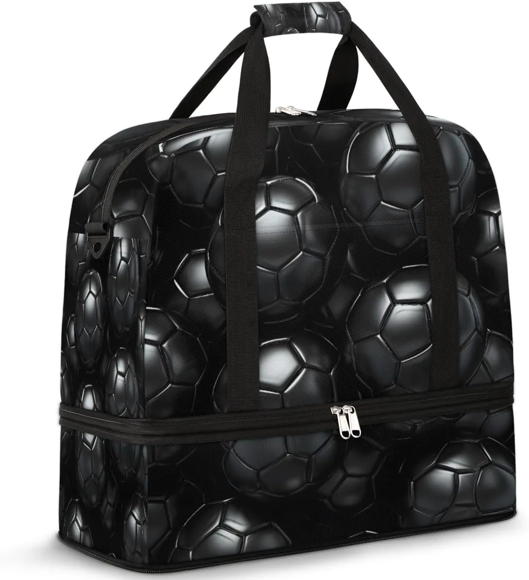 Sport Football Pattern Foldable Travel Duffel Bag Overnight Weekender Bag with Shoes Compartment Sports Gym Bag for Men Women