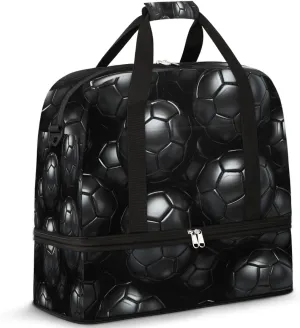 Sport Football Pattern Foldable Travel Duffel Bag Overnight Weekender Bag with Shoes Compartment Sports Gym Bag for Men Women