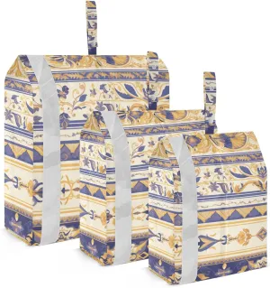 Stripe Purple Yellow 3 Set Packing Travel Organizer Stackable Plastic Bags For Clothes Clear Clothing Bags Organizers And Storage