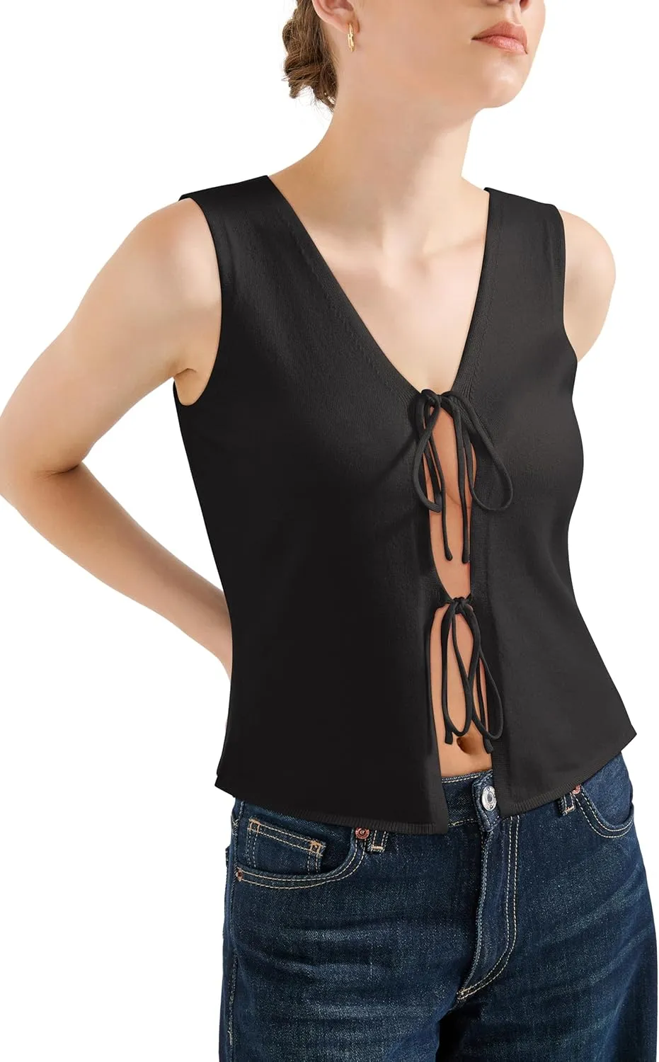 SUUKSESS Women Sexy Tie Front Top Summer Trendy Tops Vest Y2K Tank Tops
