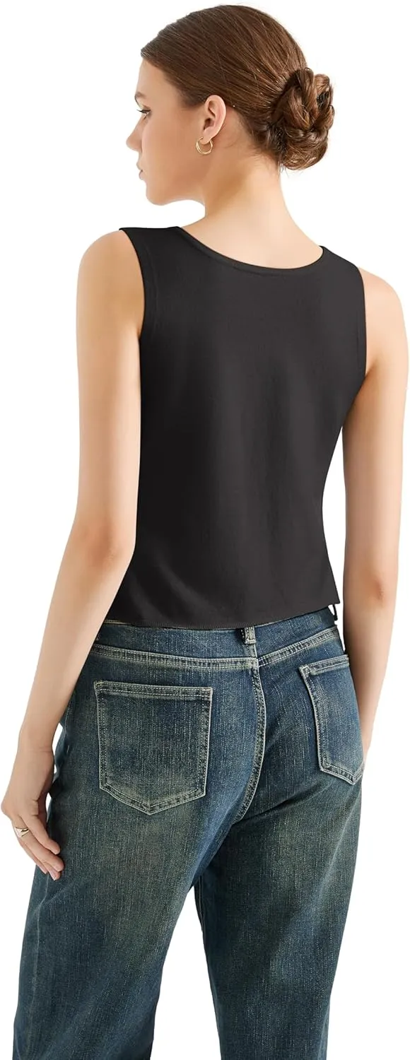SUUKSESS Women Sexy Tie Front Top Summer Trendy Tops Vest Y2K Tank Tops