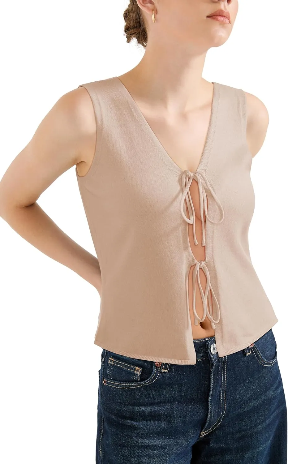 SUUKSESS Women Sexy Tie Front Top Summer Trendy Tops Vest Y2K Tank Tops