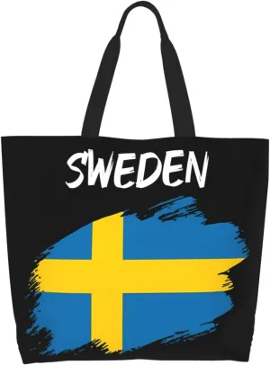 Swedish Sweden Flag Women's Tote Bag Large Capacity Single Shoulder Bags Handbag for Shopping Work