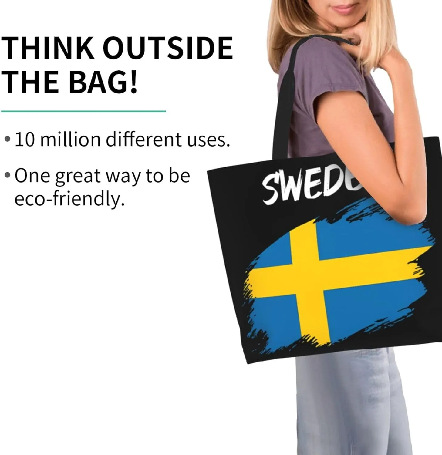 Swedish Sweden Flag Women's Tote Bag Large Capacity Single Shoulder Bags Handbag for Shopping Work