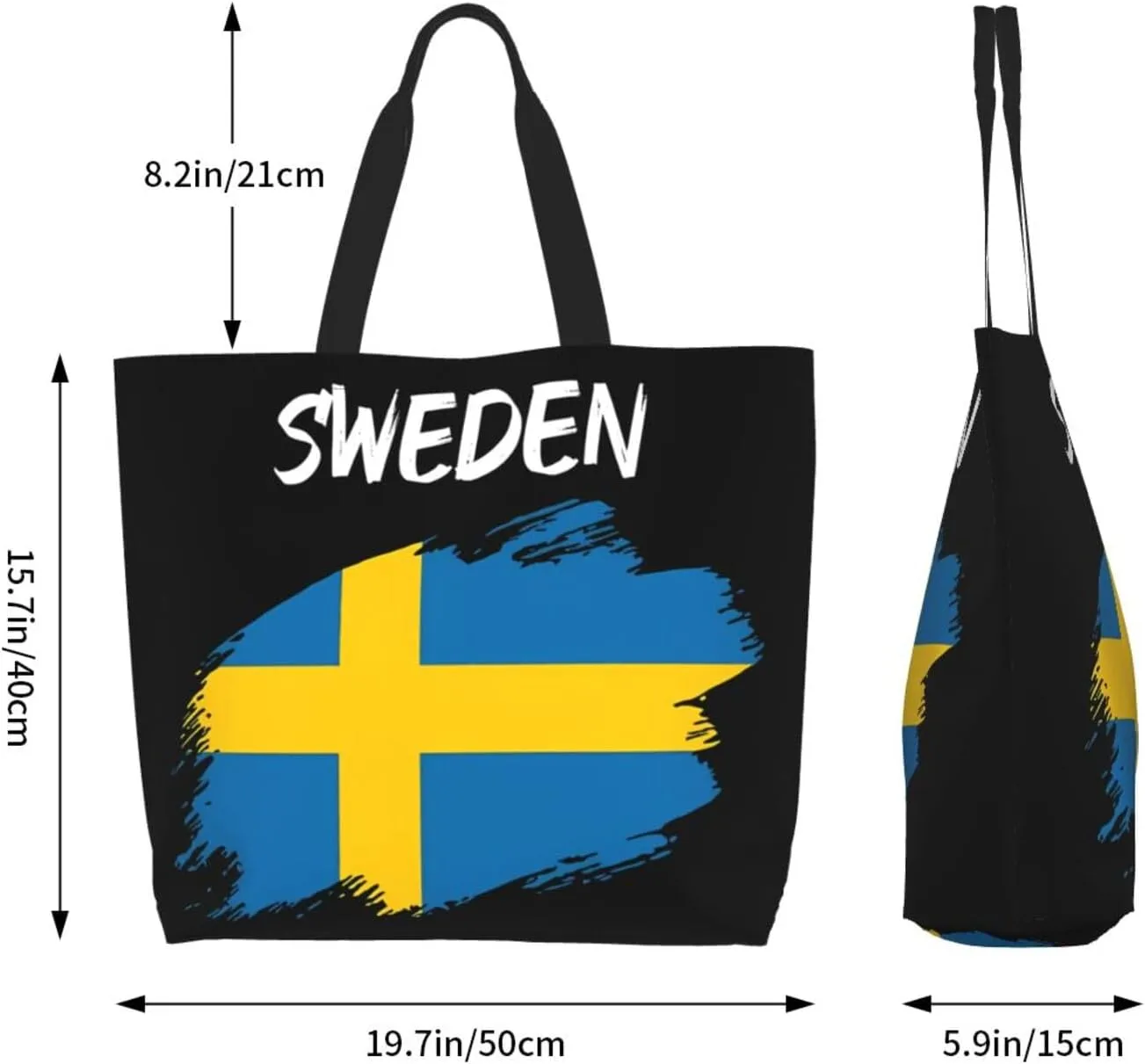 Swedish Sweden Flag Women's Tote Bag Large Capacity Single Shoulder Bags Handbag for Shopping Work