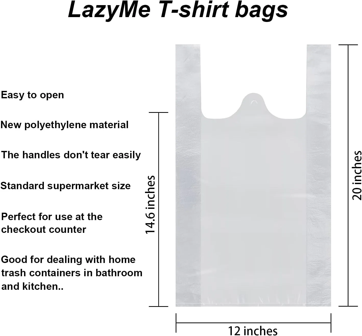 T Shirt Bags, Plastic Bags with Handles for Grocery and Retail Shopping, Bolsas De Plastico Para Negocio, 16x23 Inch (Silver, 200pcs)