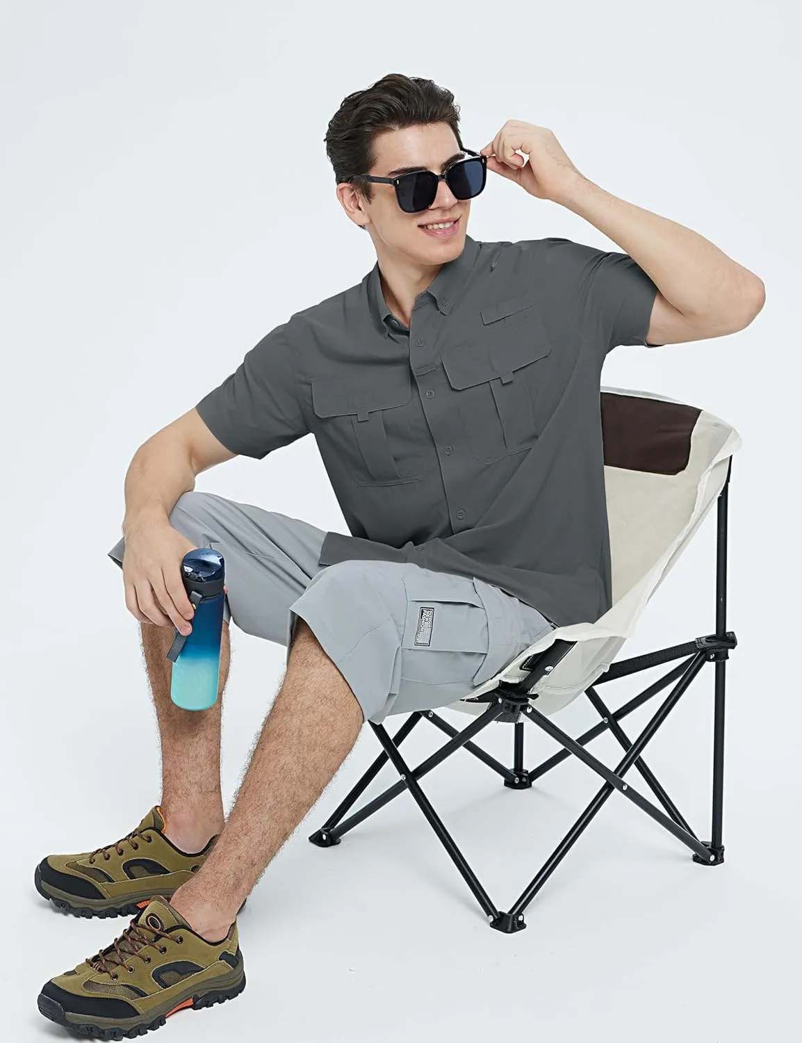 TACVASEN Mens Short Sleeve Sun Protection Shirt UPF 50  Quick Dry Fishing Cooling UV Shirts Outdoor Tactical Hiking Shirts