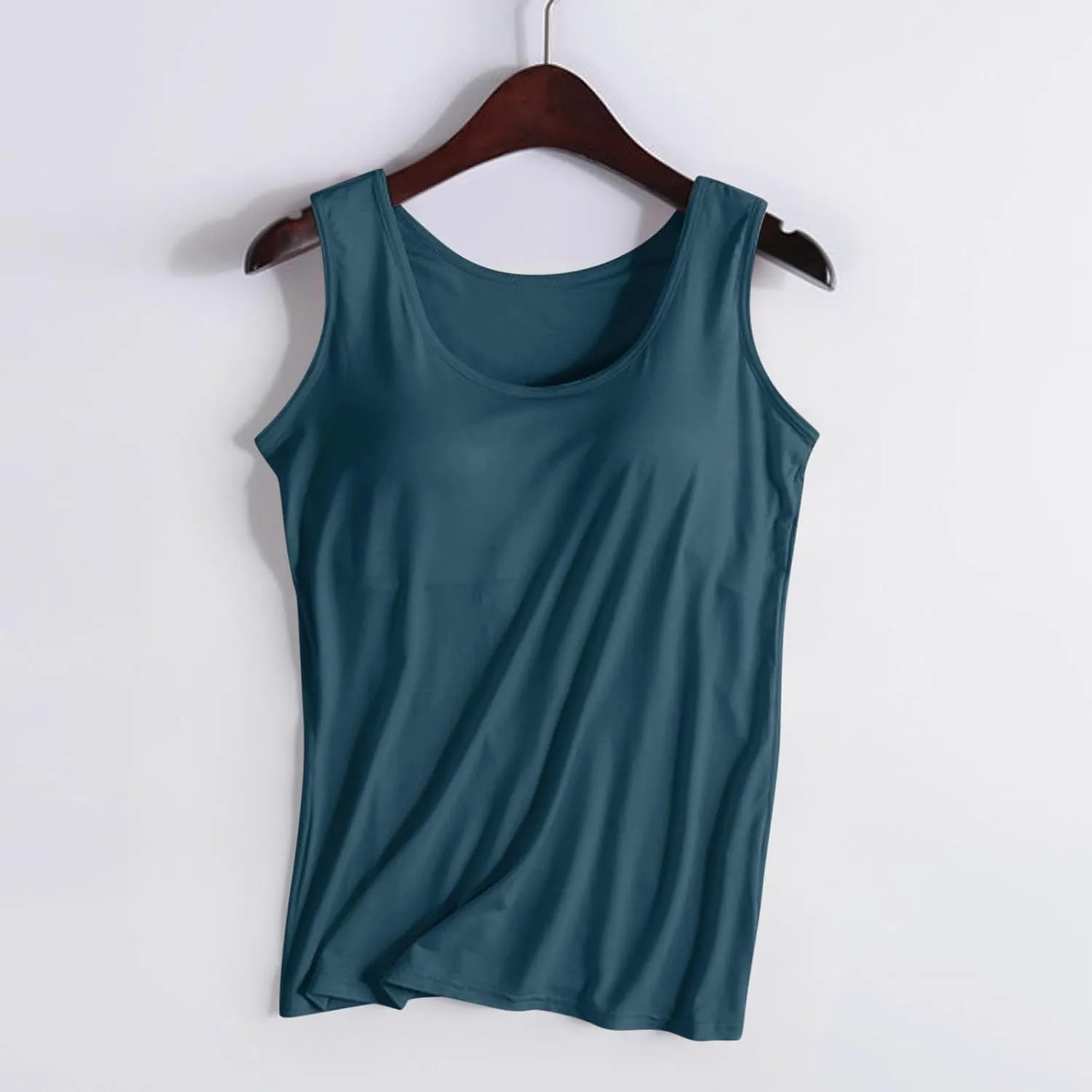 Tank Top for Women with Built in Bra Summer Sleeveless Spaghetti Strap Basic Padded Tanks Workout Yoga Camisole Tops