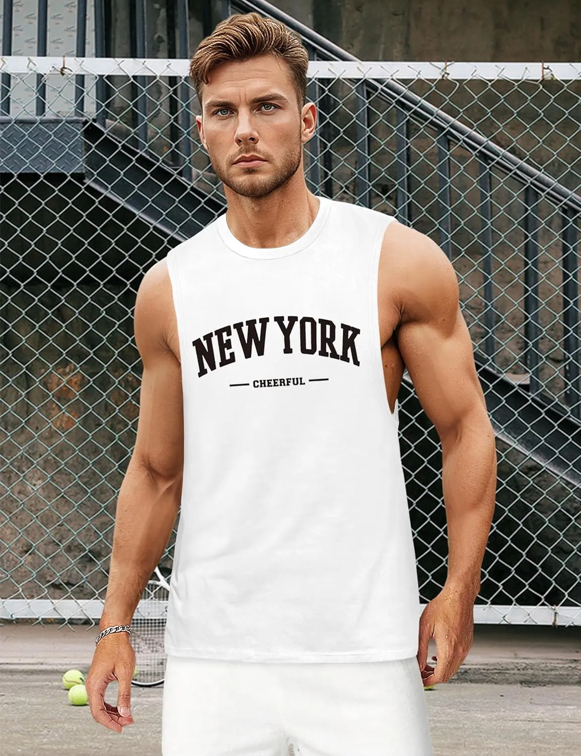 Tank Tops for Men, Sleeveless Workout Shirts for Men Graphic Mens Muscle Tank Tops Workout Athletic Tank Tops for Men