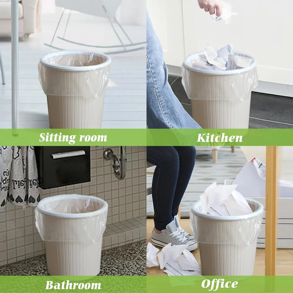 Teivio 5 Gallon 100 Counts Strong Trash Bags Garbage Bags, Bathroom Trash Can Bin Liners, Small Plastic Bags for Home Office Kitchen Kitchen, Clear
