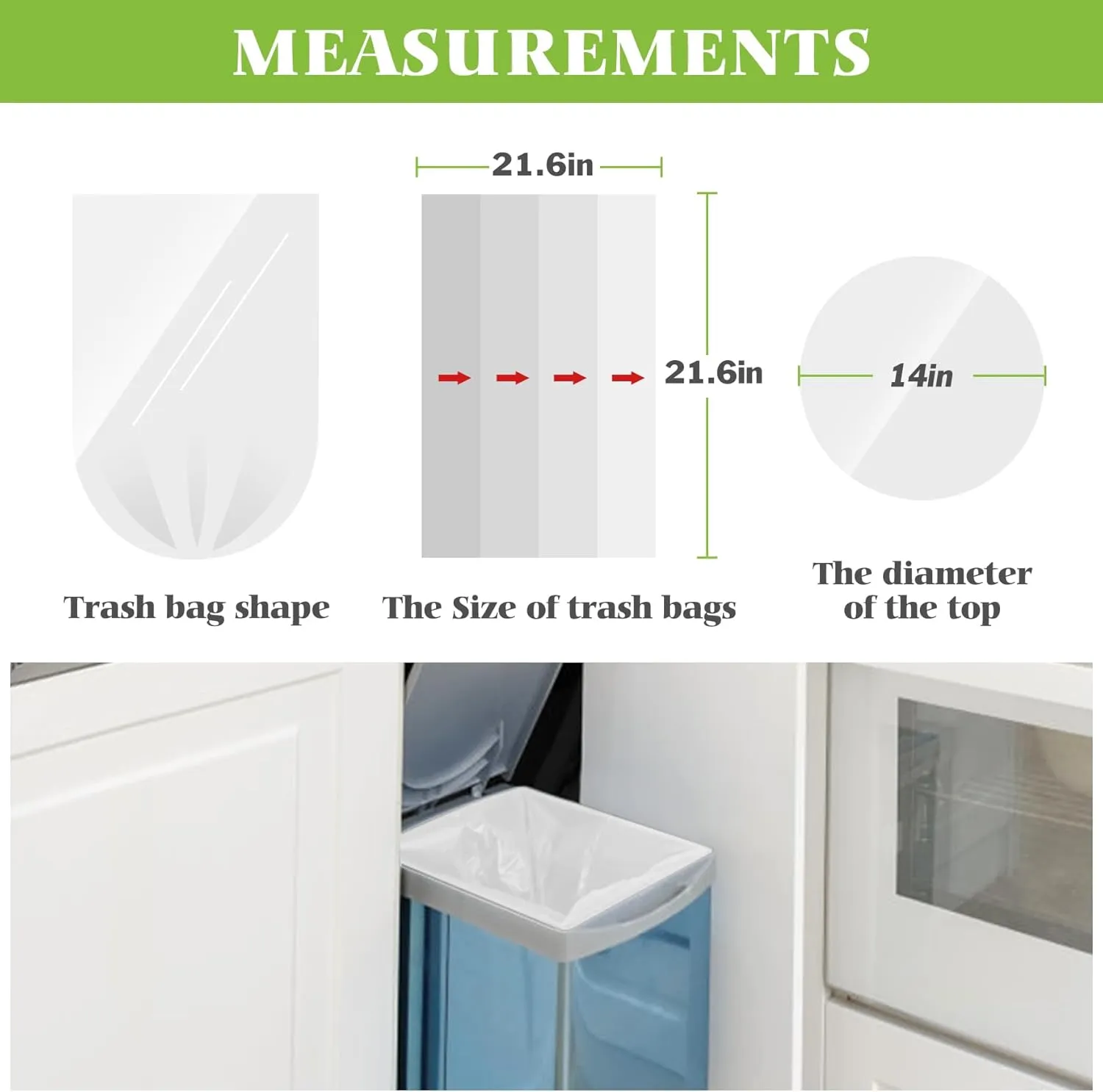 Teivio 5 Gallon 100 Counts Strong Trash Bags Garbage Bags, Bathroom Trash Can Bin Liners, Small Plastic Bags for Home Office Kitchen Kitchen, Clear