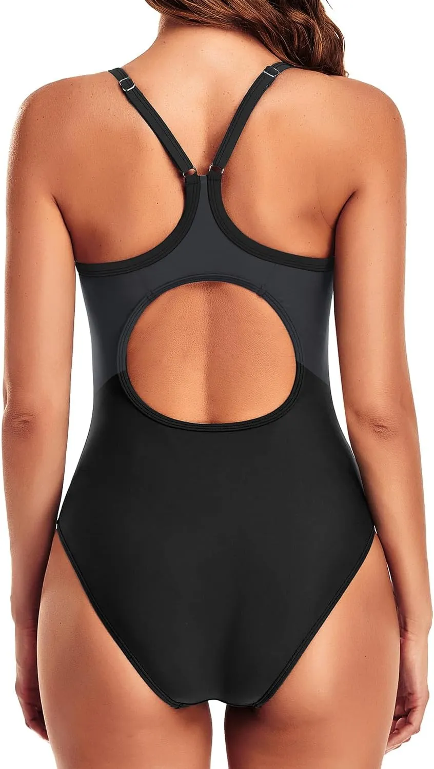 Tempt Me Athletic One Piece Swimsuits for Women Training Sport Tummy Control Bathing Suits