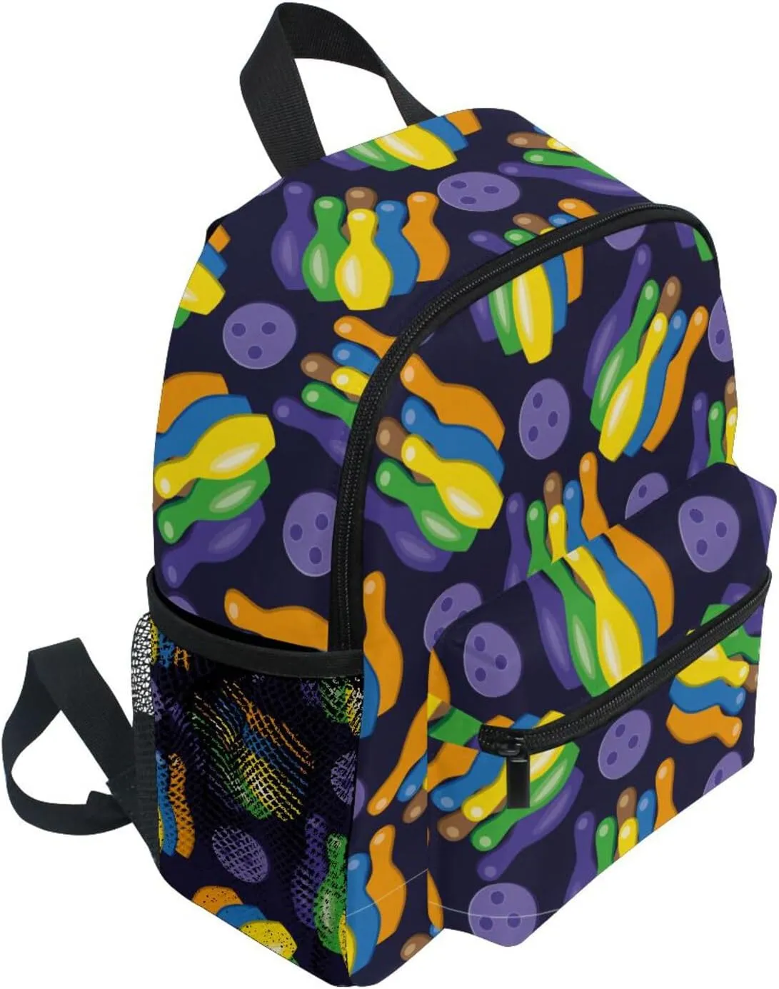 Toddler Backpack for Boys Girls Bowling Ball Bowling Pins Shoes Lightweight Preschool Kindergarten School Bag Nursery Children Book Bag S