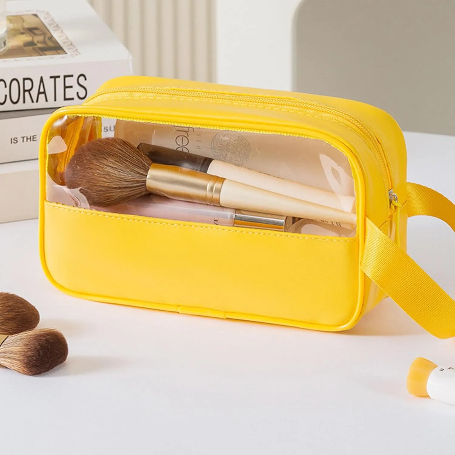 Toiletry Travel Wash Bag Waterproof Portable Traveling Accessories Organizer For Women and Men, Yellow
