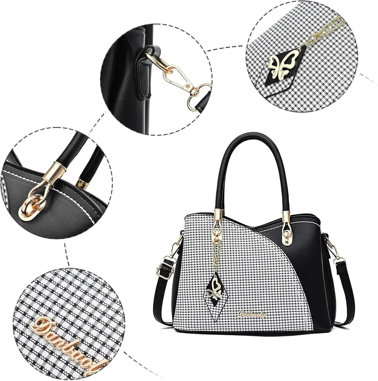 Tote Bag For Women Color Block Women Hobo Handbags Large Capacity Plaid Middle Shoulder Messenger Bag For Daily Work C