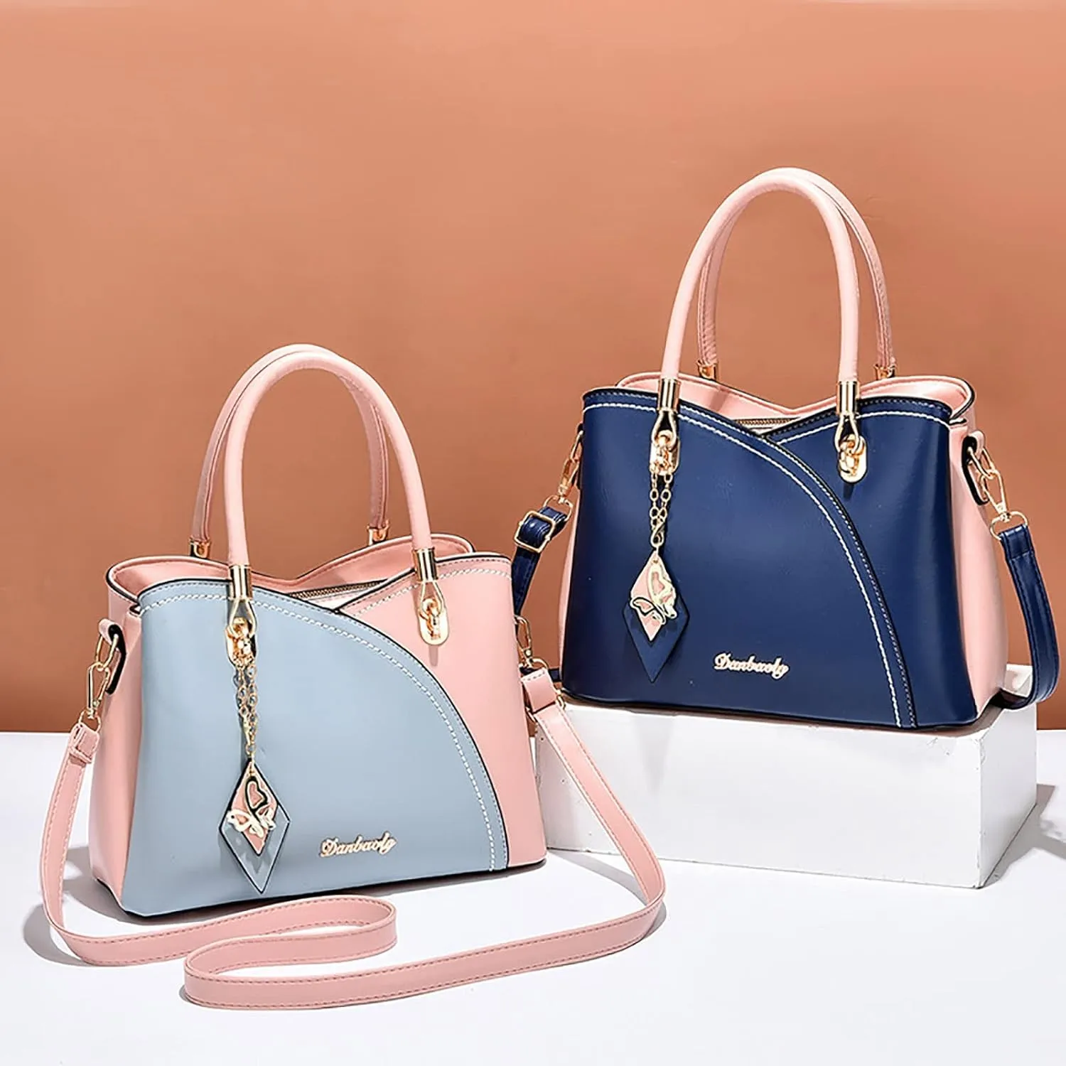 Tote Bag For Women Color Block Women Hobo Handbags Large Capacity Plaid Middle Shoulder Messenger Bag For Daily Work C