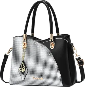Tote Bag For Women Color Block Women Hobo Handbags Large Capacity Plaid Middle Shoulder Messenger Bag For Daily Work V