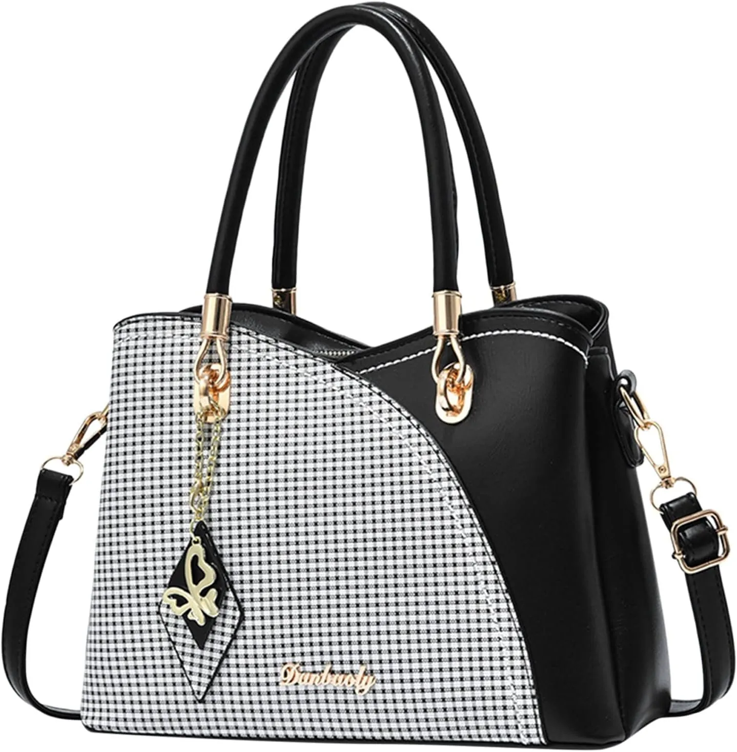 Tote Bag For Women Color Block Women Hobo Handbags Large Capacity Plaid Middle Shoulder Messenger Bag For Daily Work V
