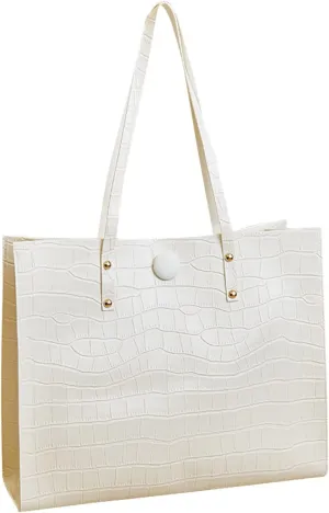 Tote Bag For Women Elegant Leather Solid Color Shoulder Bag Zipper Plus Large Bag Hand Bag For Travel Essential G