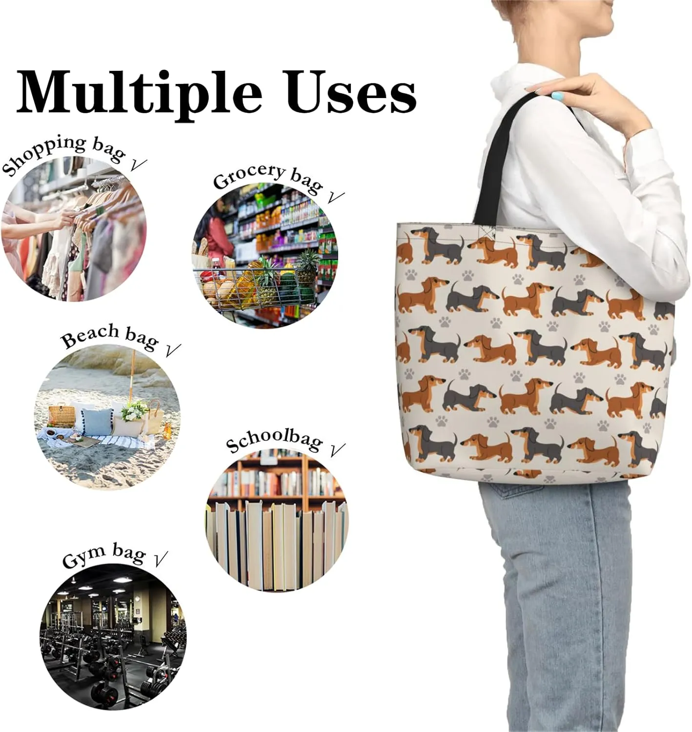 Tote Bag for Women, Reusable Grocery Bags Shopping Bags, Canvas Tote Bag Large Tote Bags for Women