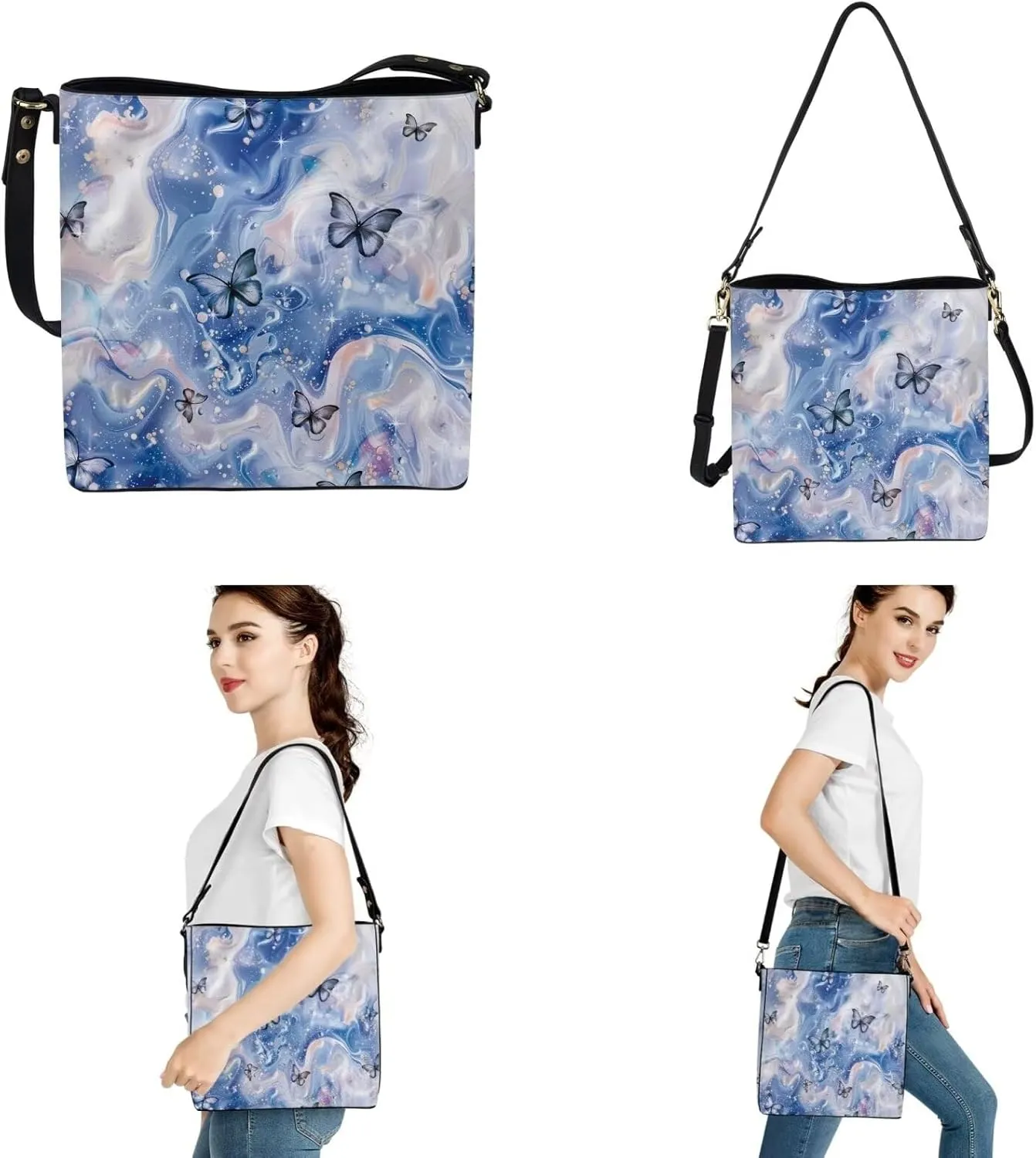 Tote Bags Set 3 Piece Saddle Bags Satchel Bags for Women Wallet Women Wristlet Key Holder