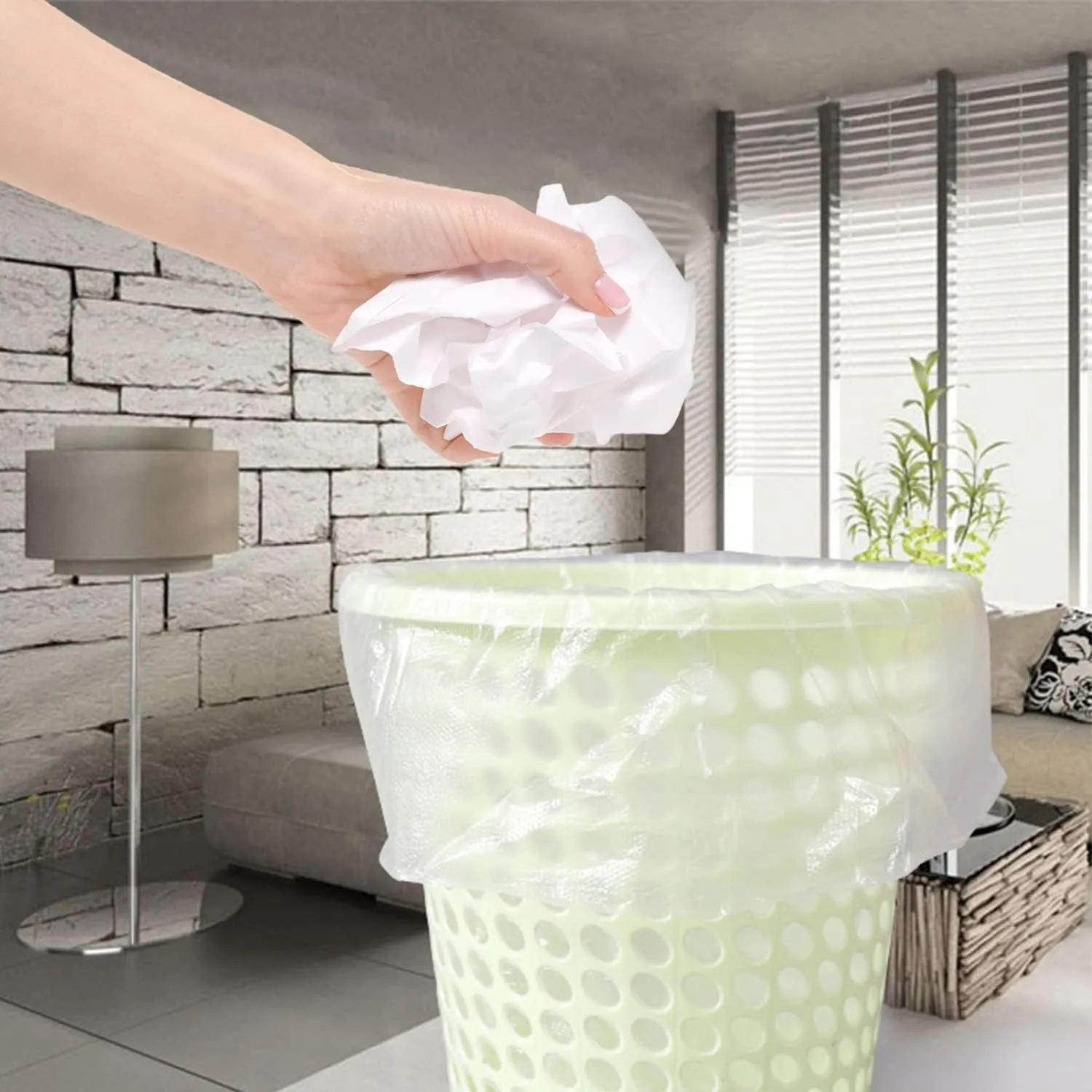 Trash Bags 13 Gallon, 20 Count, Medium Garbage Bags, No Flaps/Ties, 62x75cm,16.8g/pcs, Unscented, White