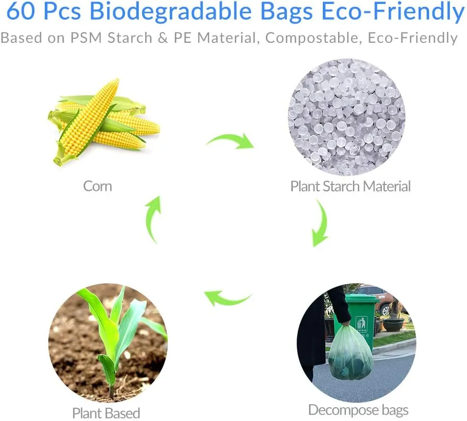 Trash Bags Biodegradable Small Garbage Bags Recycled Unscented Strong Trasn Can Liner for Bathroom