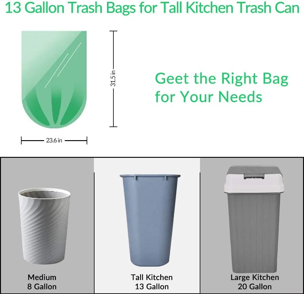 Trash Bags Biodegradable Small Garbage Bags Recycled Unscented Strong Trasn Can Liner for Bathroom