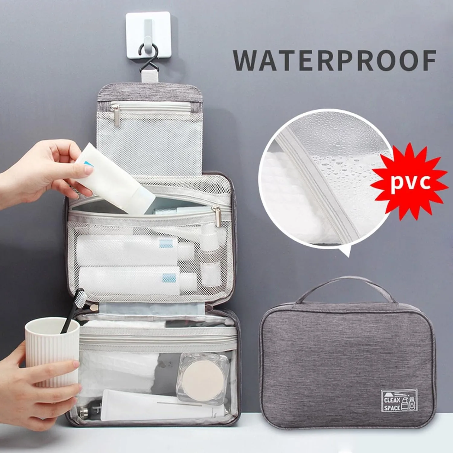 Travel Makeup Bag 10x6.6 Inch Water Resistant Extra Large Makeup Bag Cosmetic Pouch with Handle Toiletry Bag Shampoo,toiletries Full-Size Container Accessories Case for Women Girlfriend Gifts