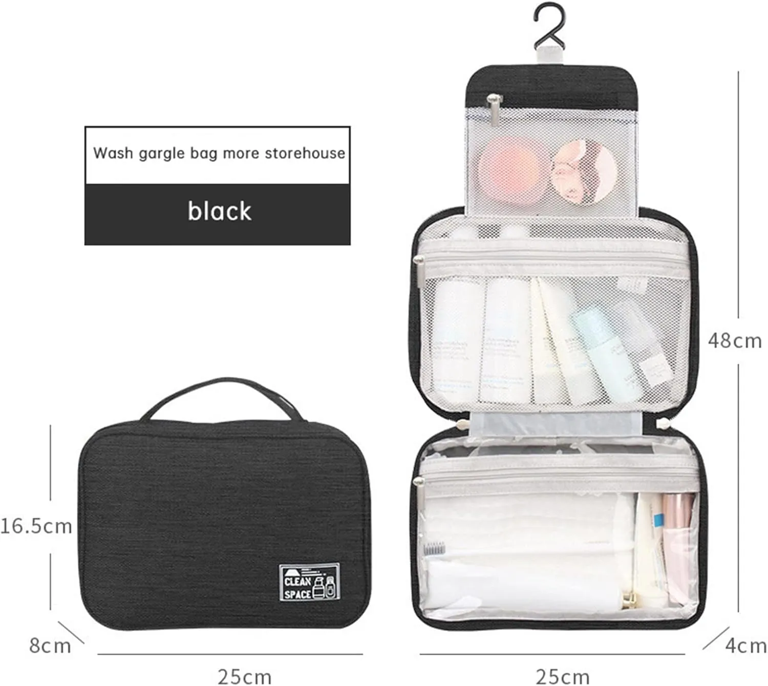 Travel Makeup Bag 10x6.6 Inch Water Resistant Extra Large Makeup Bag Cosmetic Pouch with Handle Toiletry Bag Shampoo,toiletries Full-Size Container Accessories Case for Women Girlfriend Gifts