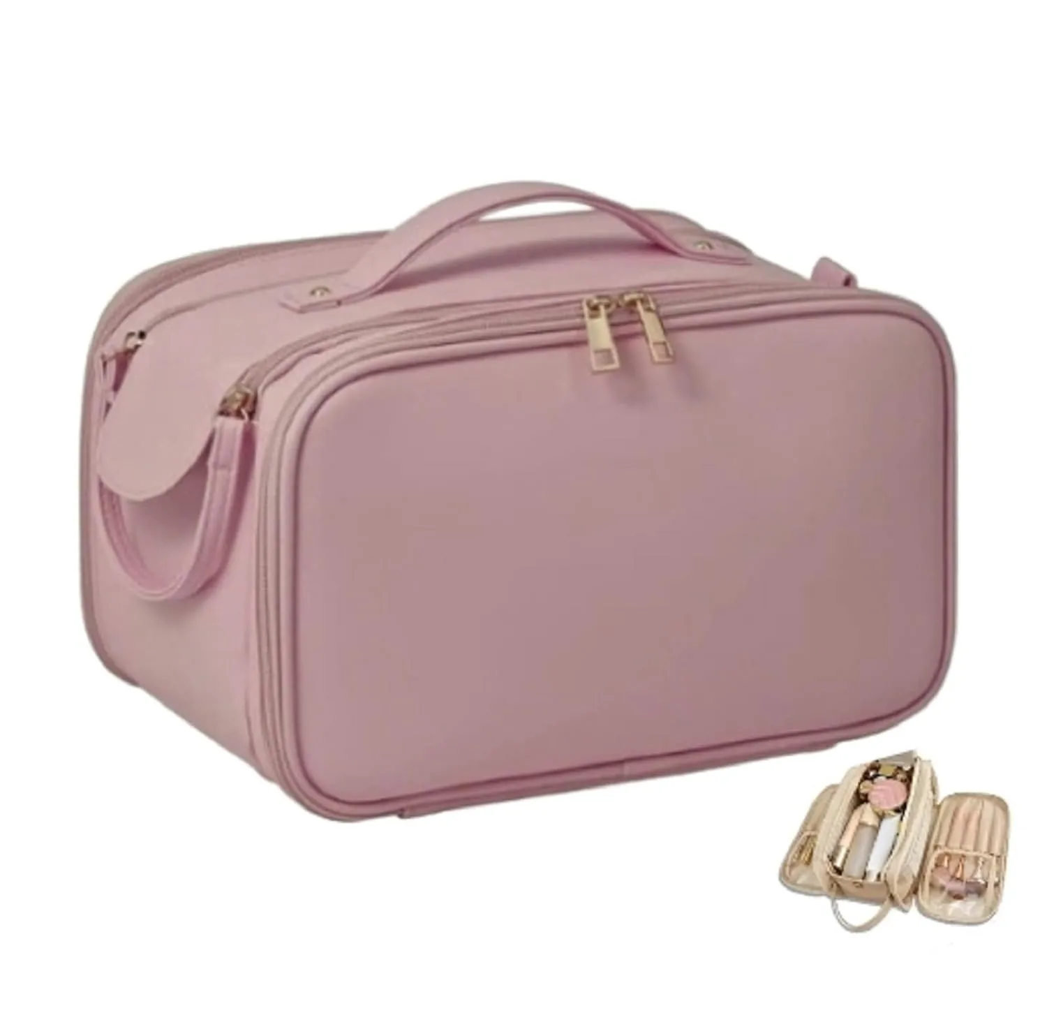 Travel Toiletry Bag for Women Travel Cosmetic Bag Waterproof Makeup Bag Coquette Accessories (pink)
