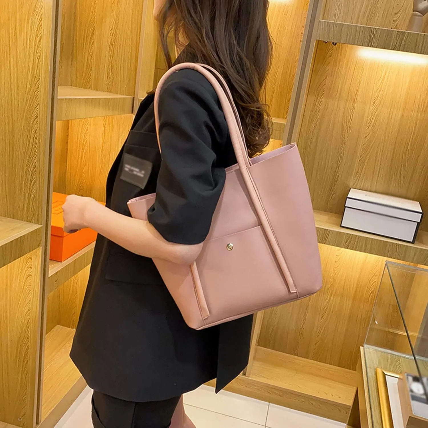Trendy Ladies Shoulder Bag Fashion Women Artificial Leather Solid Color Zipper Phone Bag Shoulder Hand