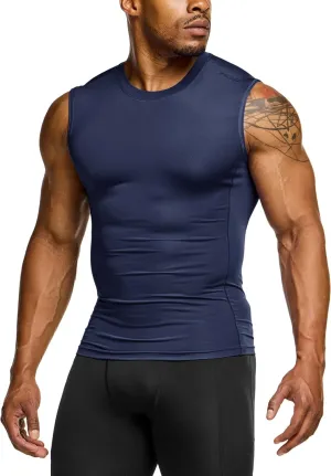 TSLA Men's Sleeveless Workout Shirts, Dry Fit Running Compression Cutoff Shirts, Athletic Training Tank Top