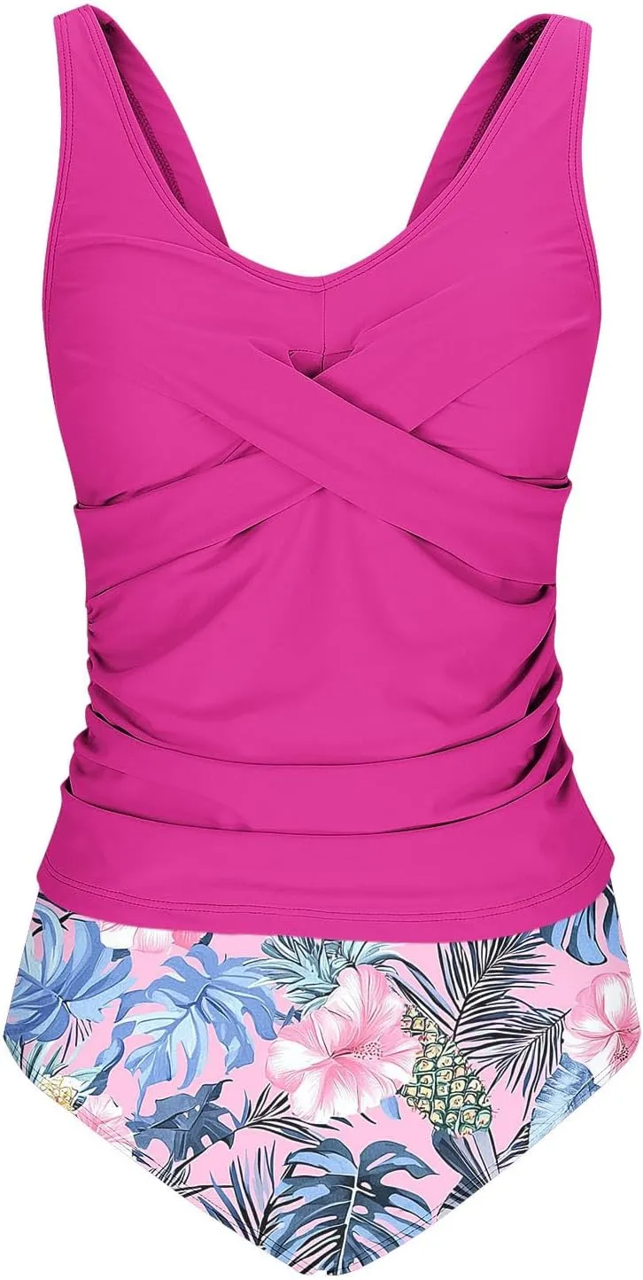 Tummy Control Swimsuits for Women Twist Front Bathing Suit Floral Two Piece Swimsuit Sexy Swimsuit Built in Bra 2025