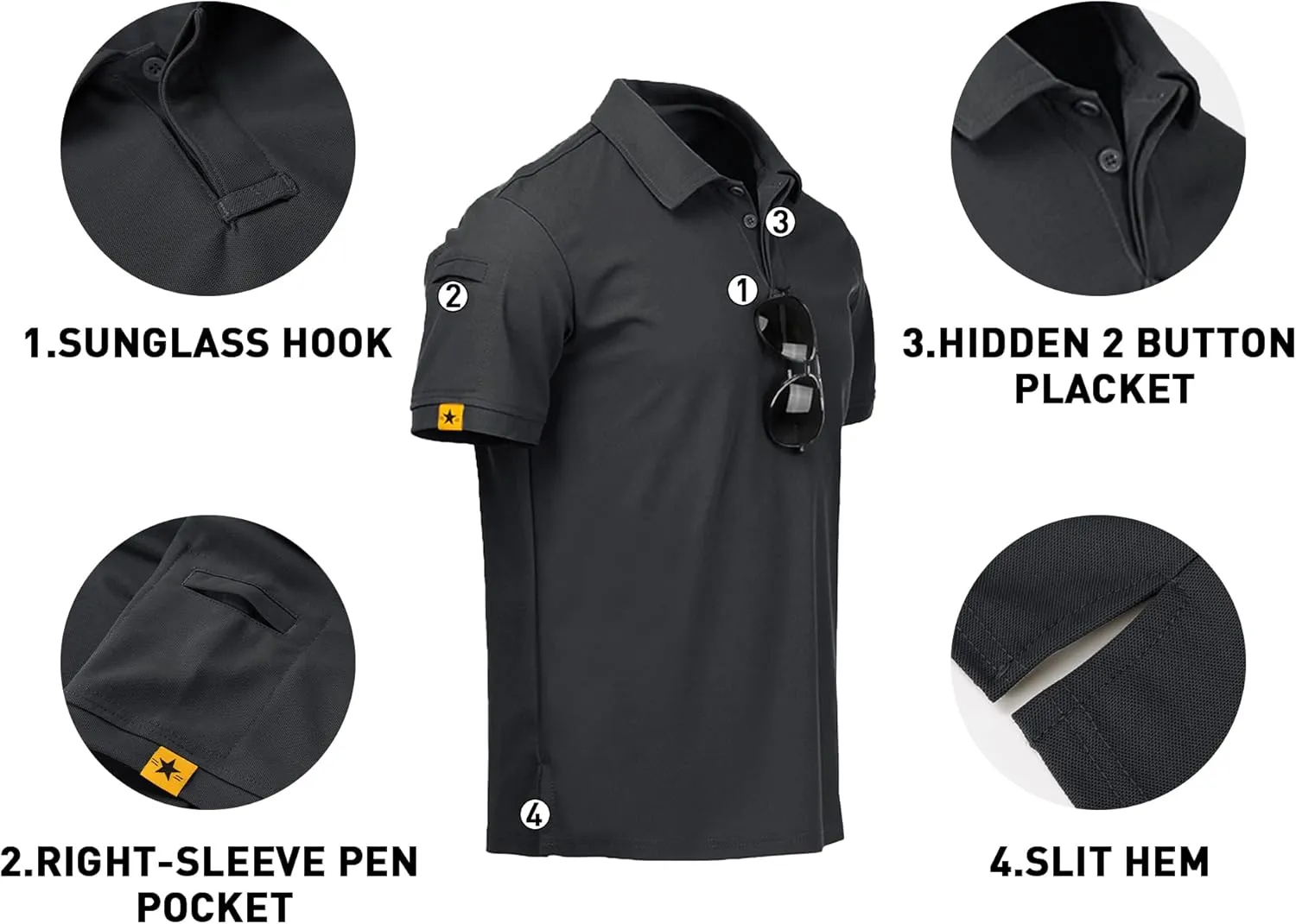 V VALANCH Polo Shirts for Men 4 Pack Short Sleeve Cool Dri Collared Tennis Golf Shirts