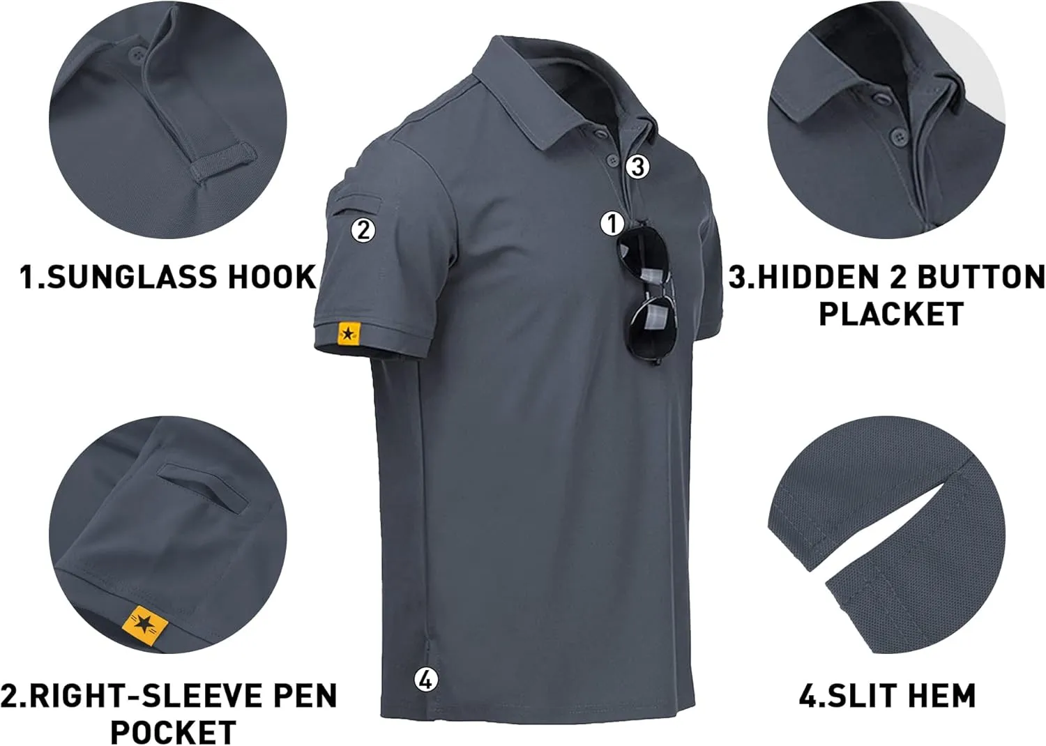 V VALANCH Polo Shirts for Men 4 Pack Short Sleeve Cool Dri Collared Tennis Golf Shirts