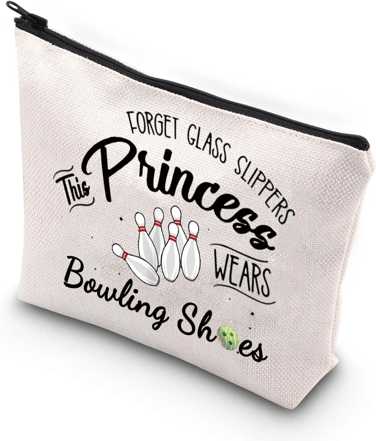 VAMSII Bowling Cosmetic Bag Love Bowling Gift Forget Glass Slippers This Princess Wears Bowling Shoes (Bowling shose)
