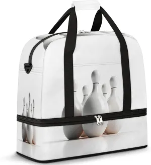 Vintage Bowling Ball Foldable Duffle Bag with Shoes Compartment Large Capacity Waterproof Travel Weekender Bag Overnight Bag for Sports Gym