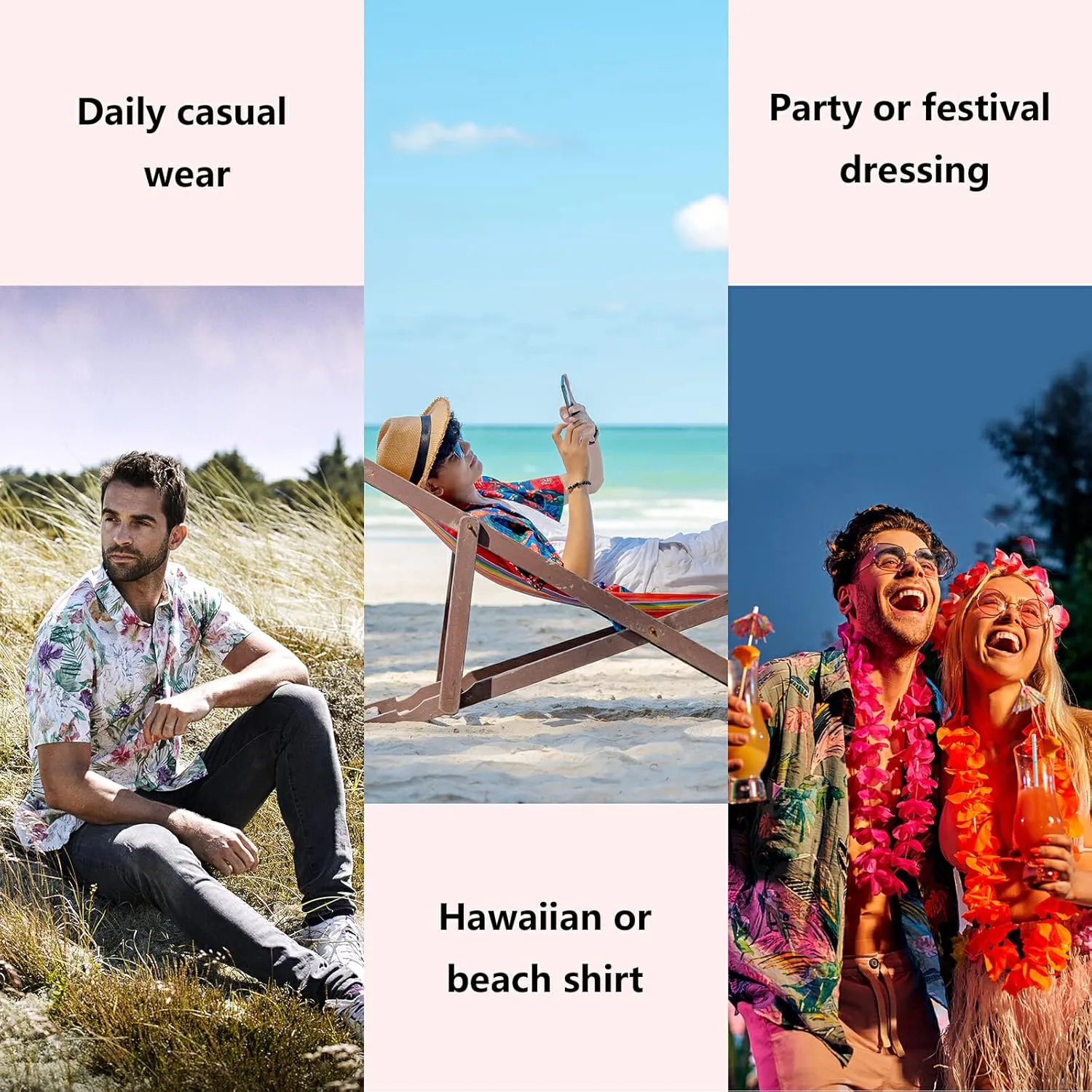 visesunny Novelty Mens Hawaiian Shirts Casual Tropical Short Sleeve Button Down Shirt Summer Beach Shirts S-XXXL