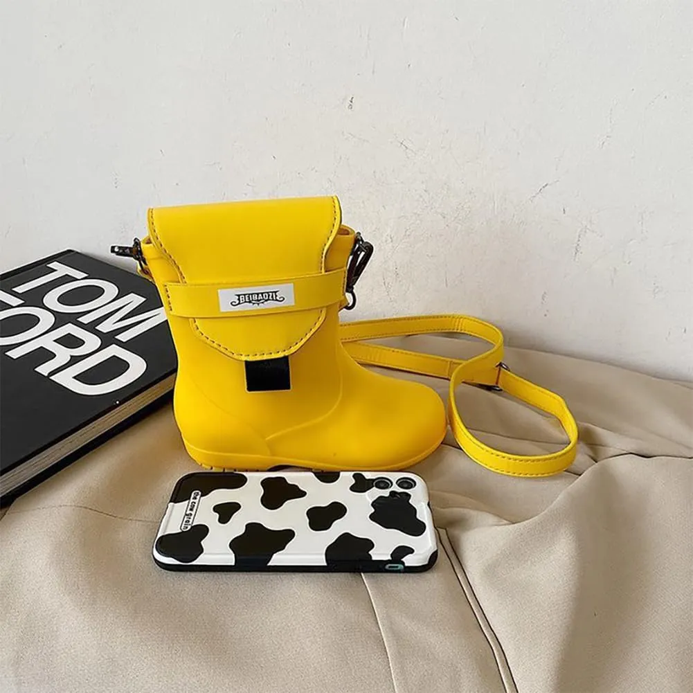 Wacky Funny Rain Shoes Style Shoulder Bag, Cartoon Boots Chic Bucket Crossbody Bag, Christmas Party Cosplay Purse For Women